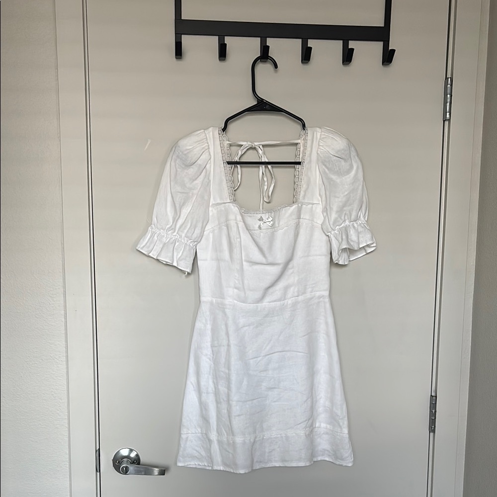 Reformation White Evianna Linen Mini Dress